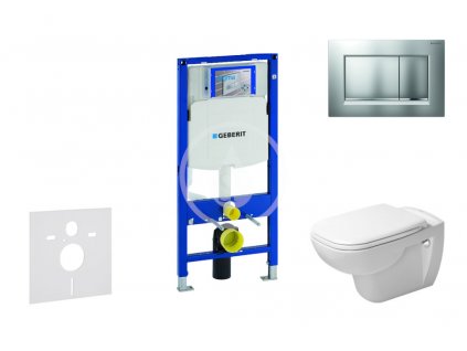 Geberit - Modul pro závěsné WC s tlačítkem Sigma30, matný chrom/chrom + Duravit D-Code - WC a sedátko, Rimless, SoftClose