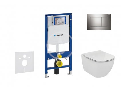 Geberit - Modul pro závěsné WC s tlačítkem Sigma30, lesklý chrom/chrom mat + Ideal Standard Tesi - WC a sedátko, Rimless, SoftClose