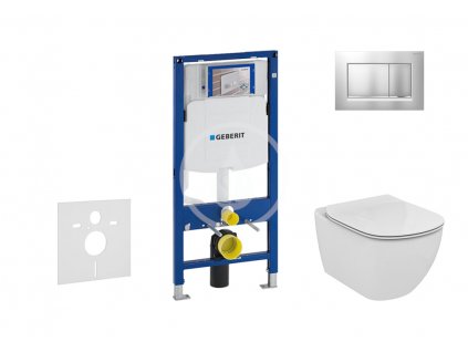 Geberit - Modul pro závěsné WC s tlačítkem Sigma30, matný chrom/chrom + Ideal Standard Tesi - WC a sedátko, Aquablade, SoftClose
