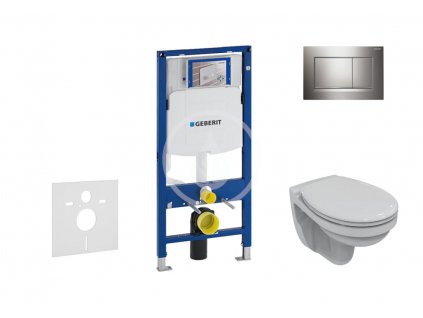 Geberit - Modul pro závěsné WC s tlačítkem Sigma30, lesklý chrom/chrom mat + Ideal Standard Quarzo - WC a sedátko