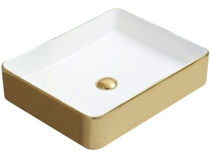 MEXEN - Estela umyvadlo na desku, 50 x 40 cm - bílá/ zlatá - 22105053