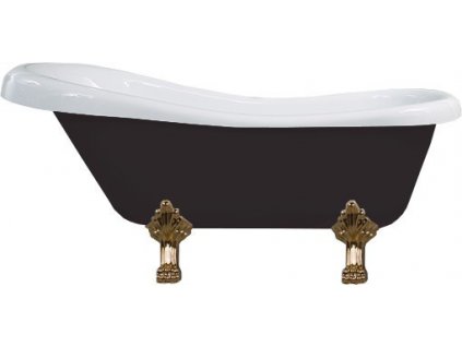 Mexen Retro vana volně stojící, 150 x 73 cm - bílá/ černá, nohy - zlatá - 53251507375-50