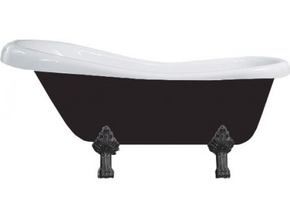 Mexen Retro vana volně stojící, 150 x 73 cm - bílá/ černá, nohy - černá - 53251507375-70