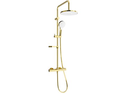 Mexen KX05 nástěnná sprchová souprava, hlavice tropický déšť, baterie termostatická - zlatá/ bílá - 771500591-50