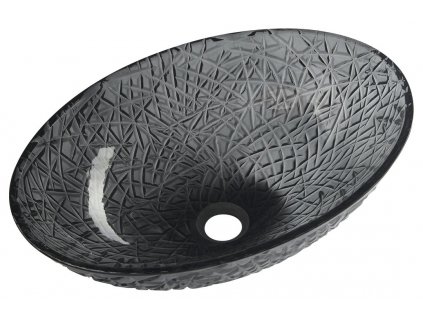 PURUS skleněné gravírované umyvadlo na desku, 50x36 cm, černá