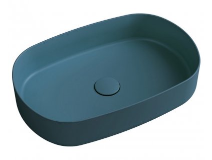 INFINITY OVAL keramické umyvadlo na desku, 55x36 cm, zelená petrol