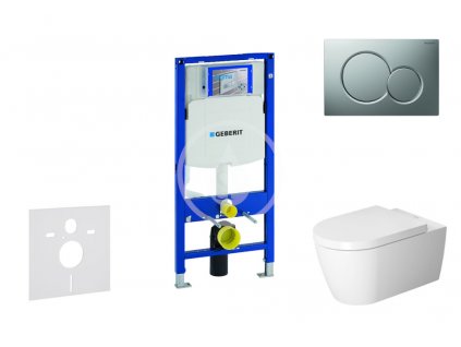 Geberit - Modul pro závěsné WC s tlačítkem Sigma01, matný chrom + Duravit ME by Starck - WC a sedátko, Rimless, SoftClose