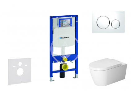 Geberit - Modul pro závěsné WC s tlačítkem Sigma20, bílá/lesklý chrom + Duravit ME by Starck - WC a sedátko, Rimless, SoftClose