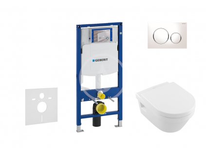 Geberit - Set předstěnové instalace, klozetu a sedátka Villeroy & Boch, tlačítka Sigma20, DirectFlush, SoftClose, CeramicPlus, bílá/chrom