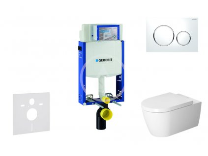 Geberit - Modul pro závěsné WC s tlačítkem Sigma20, bílá/lesklý chrom + Duravit ME by Starck - WC a sedátko, Rimless, SoftClose