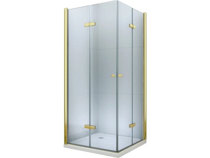 MEXEN - Lima Duo sprchový kout, dveře skládací, 100 x 100 cm, transparentní - zlatá - 856-100-100-50-00-02