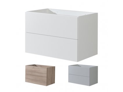 Aira, koupelnová skříňka 81 cm, bílá, dub, šedá Aira, koupelnová skříňka 81 cm, bílá