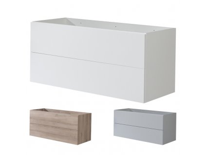 Aira, koupelnová skříňka 121 cm, bílá, dub, šedá Aira, koupelnová skříňka 121 cm, bílá