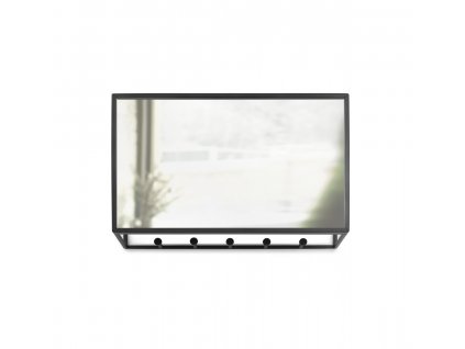 Umbra - Věšák se zrcadlem Cubiko - černá