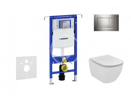 Geberit - Modul pro závěsné WC s tlačítkem Sigma30, lesklý chrom/chrom mat + Ideal Standard Tesi - WC a sedátko, Rimless, SoftClose