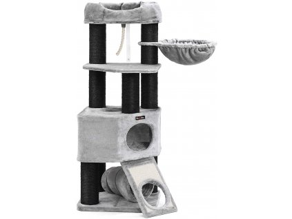 Kočičí strom - šedá/černá - 50x50x141 cm