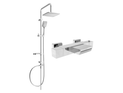 Mexen Sven vanovo-sprchová souprava, hlavice tropický déšť, baterie vanová termostatická Cube - chrom - 77360262-00