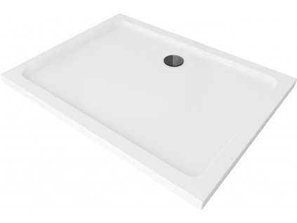 MEXEN - sprchová vanička, obdelníková Slim 130 x 100 cm - bílá, sifon - černá - 40101013B