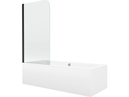 Mexen Cube vana 180 x 80 cm s bočním panelem, vanová zástěna 70 cm, transparentní, černá - 550518080X9007017000