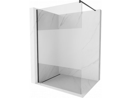 MEXEN - Kioto zástěna sprchová 130 x 200 cm, transparentní/mléčné sklo 8 mm, černá - 800-130-101-70-35