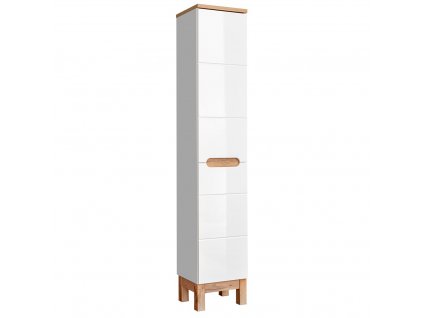 Oasi Casa - Koupelnová skříňka vysoká s prádelním košem Bali White - bílá - 35x187x33 cm