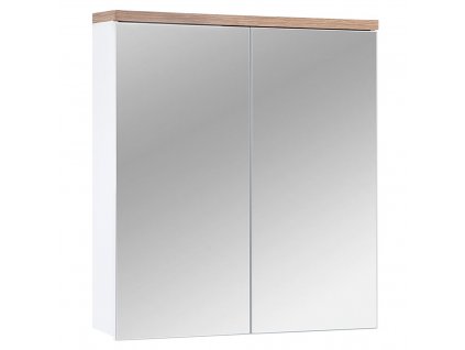 COMAD - Koupelnová skříňka se zrcadlem Bali White - bílá/přírodní - 60x70x20 cm