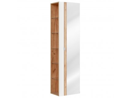 COMAD - Koupelnová skříňka vysoká se zrcadlem Capri White - bílá - 45x170x33 cm