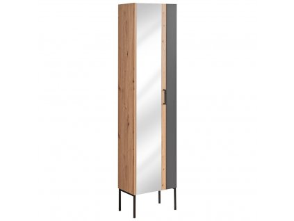 Oasi Casa - Koupelnová skříňka vysoká se zrcadlem Madera Grey - šedá - 45x170x30 cm