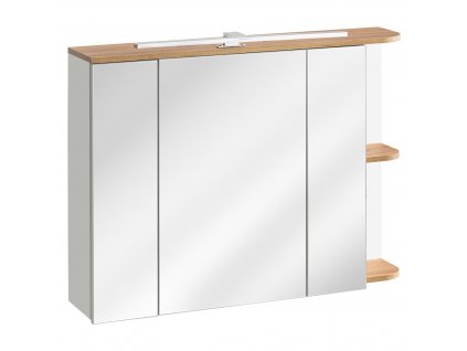 COMAD - Koupelnová skříňka se zrcadlem Platinum - bílá/přírodní - 94x72x20 cm