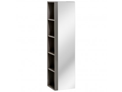 Via Domo - Koupelnová skříňka vysoká se zrcadlem Twist Grey - 35x138x30 cm - grafitově šedá