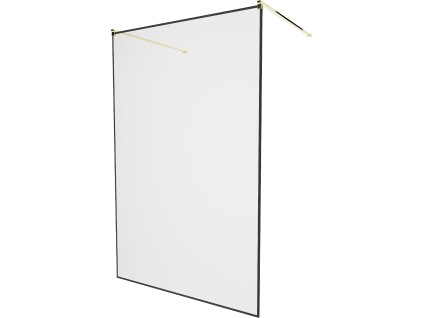 MEXEN - Kioto zástěna sprchová samostatně stojící 130 x 200 cm, transparentní/černá 8 mm, zlatá- 800-130-002-50-70