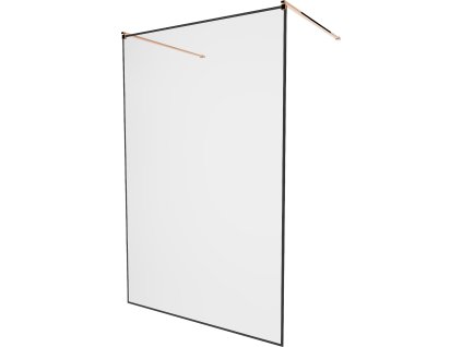 MEXEN - Kioto zástěna sprchová samostatně stojící 130 x 200 cm, transparentní/černá 8 mm, růžově zlatá - 800-130-002-60-70