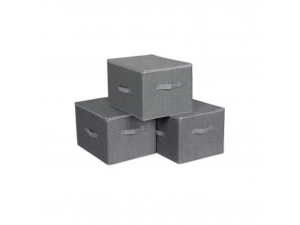 Úložný box - šedá - 40x30x25 cm - 3 ks