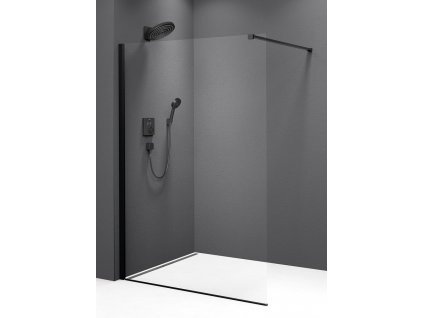 MODULAR SHOWER BLACK jednodílná zástěna pevná k instalaci na zeď, 1100 mm