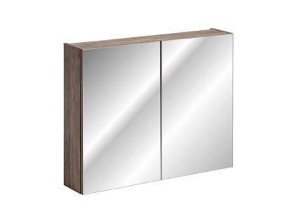 Via Domo - Koupelnová skříňka se zrcadlem Santa Fe Oak - hnědá - 80x65x17 cm