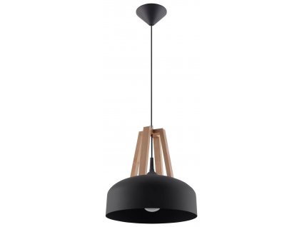 Závěsná lampa - Casco - černá/dřevo
