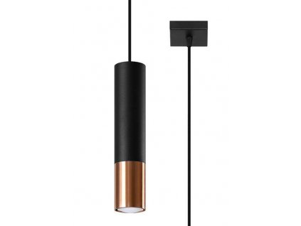 Závěsná lampa - Loopez 1 - černá/měď