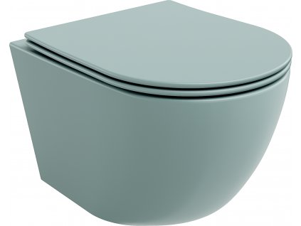 MEXEN - Lena WC mísa Rimless sedátko se zpomalovacím mechanismem Slim, duroplast, světle zelená matná - 30224048