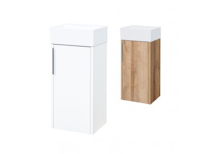 Vigo, koupelnová skříňka s keramickým umývátkem, 33 cm, bílá, dub Vigo, koupelnová skříňka s keramickým umývátkem, 33 cm, dub Riviera