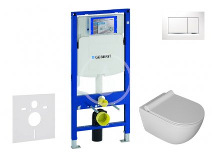 Geberit - Set předstěnové instalace, klozetu Gaia a sedátka softclose, tlačítko Sigma30, bílá/chrom