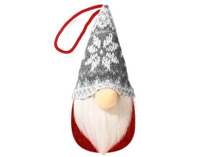 Tutumi - Vánoční skřítek - šedá/červená - 16 cm - YX049