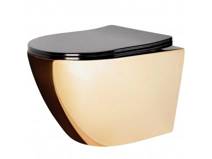 Rea - Závěsná WC mísa Carlo Mini Flat - zlatá/černá
