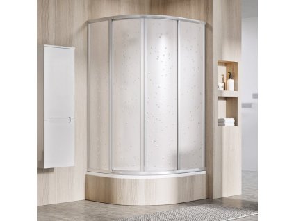 Ravak - Čtvrtkruhový sprchový kout čtyřdílný Supernova SKCP4-80 Sabina - satin, pearl plast