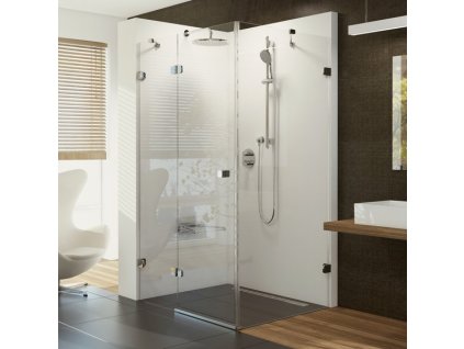 Ravak - Sprchové dveře s pevnou stěnou Brilliant BSDPS-90/90 pravá - chrom, transparentní sklo
