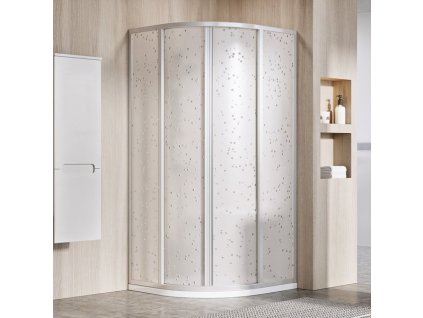 Ravak - Čtvrtkruhový sprchový kout čtyřdílný Supernova SKCP4-80 - satin, pearl plast