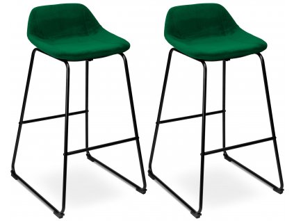 Via Domo - Barová židle Terra - zelená/černá - 43x91x30 cm - sada 2 ks