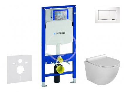 Geberit - Set předstěnové instalace, klozetu Gaia a sedátka softclose, tlačítko Sigma30, bílá/chrom