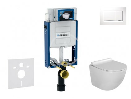 Geberit - Set předstěnové instalace, klozetu Gaia a sedátka softclose, tlačítko Sigma30, bílá/chrom