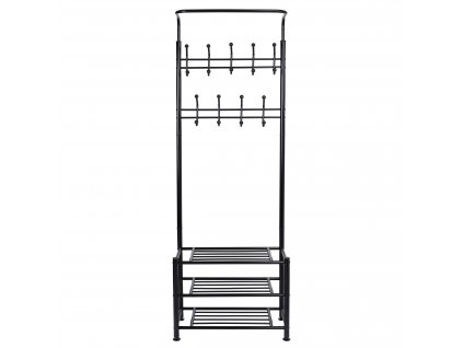 Via Domo - Kovový věšák s botníkem Ramo - černá - 67x188x30 cm