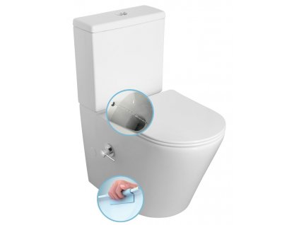 PACO RIMLESS WC kombi, integrovaná baterie a bidet. sprška, spodní/zadní odpad, bílá